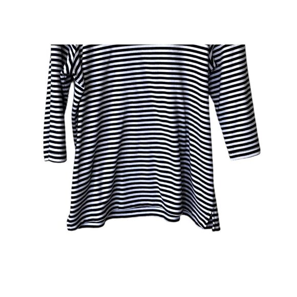 Quacker Factory Womens Top Sz M 3/4 Sleeve Embellished Black Stripe Sand Dollar - Picture 6 of 11